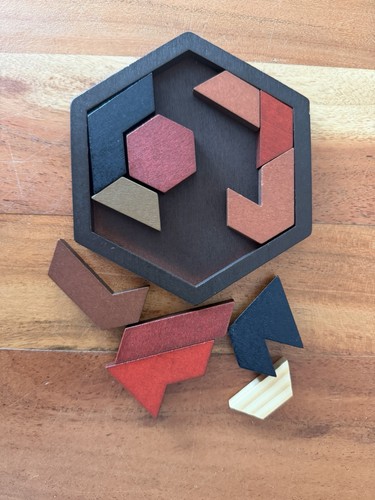 Sechseckige mini holz puzzle - sechseckige,